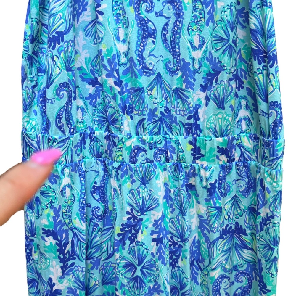 Lilly Pulitzer Jumpsuit Womens XL Aqua Keeran Sea Glass Seahorse Preppy Resort - Picture 4 of 8